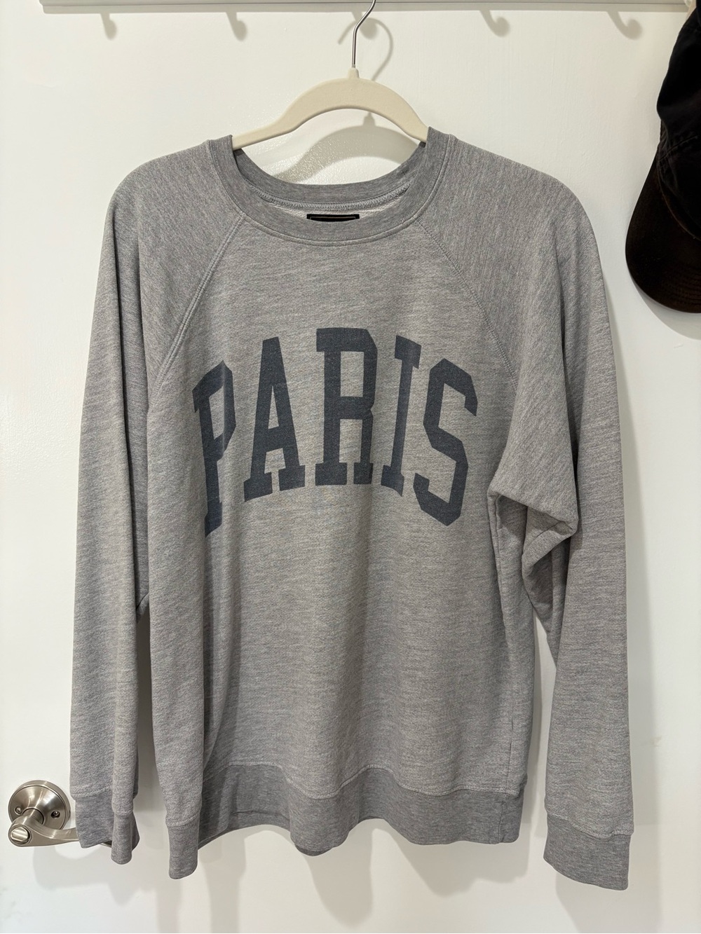 Free People Gray PARIS Classic Crew Sweatshirt